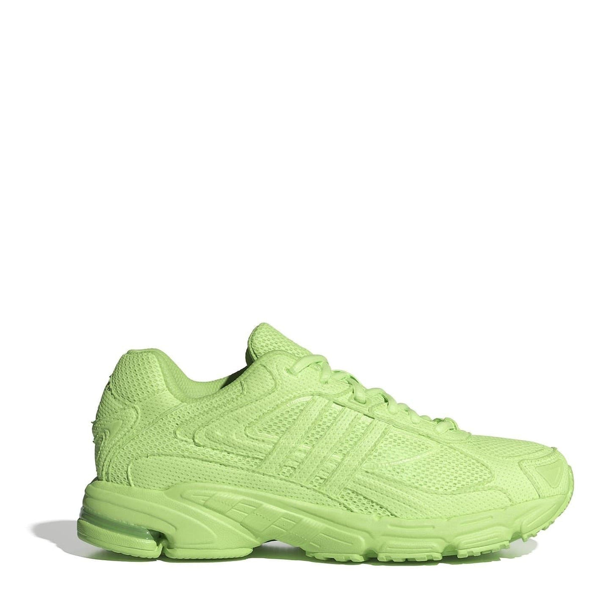 adidas Originals lace-up sneakers in neon green, low-profile with textured upper