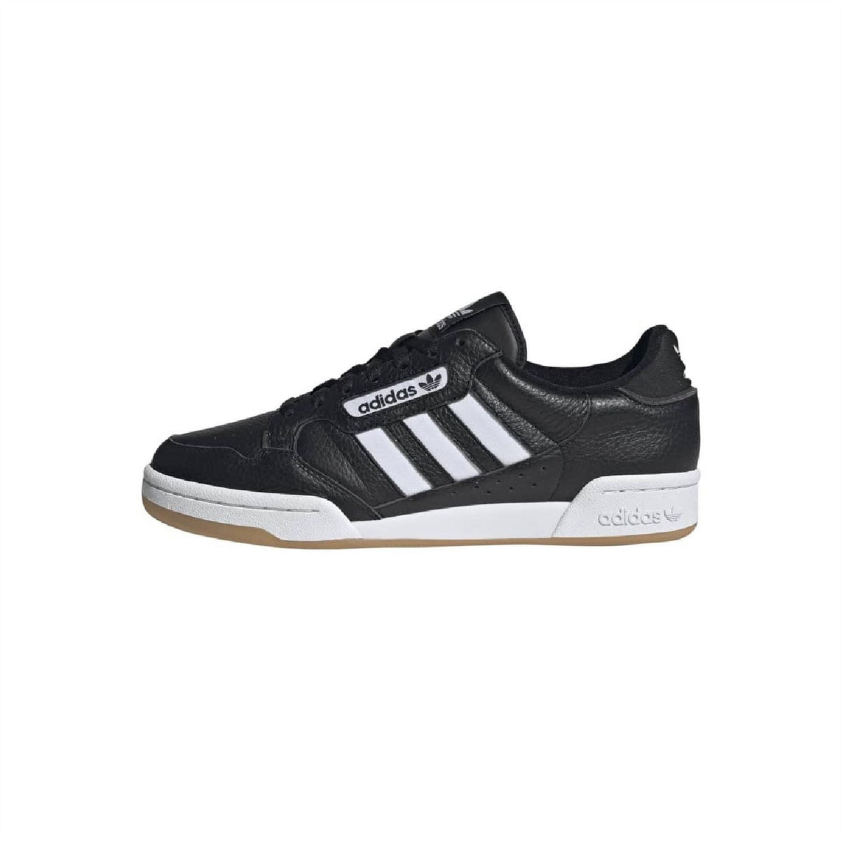 adidas Originals Continental 80 Stripes trainers showing white leather upper with navy and red side stripes and classic low-top design