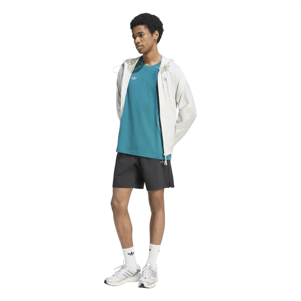 Teal raglan crewneck jersey T-shirt with white adidas and LFC chest graphics