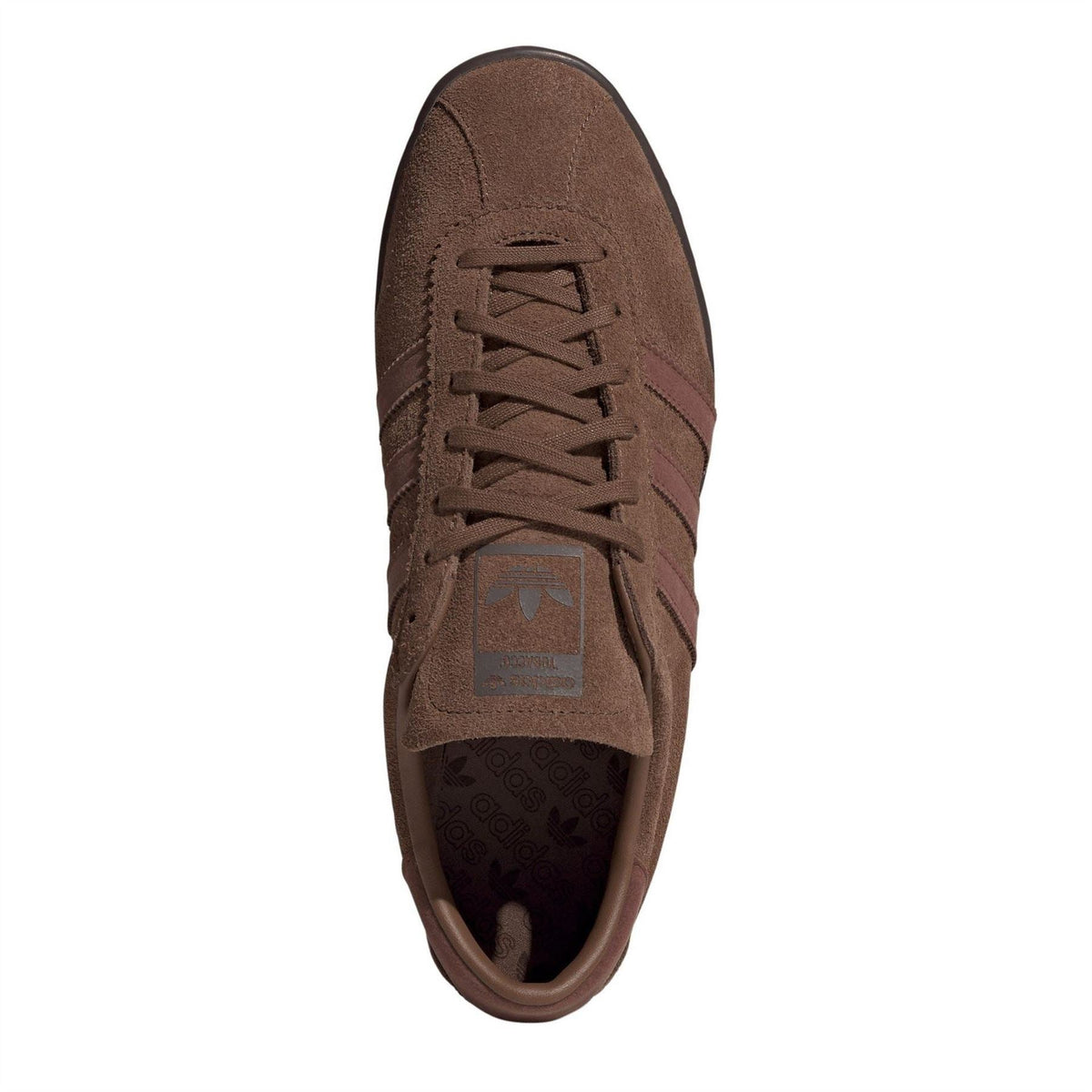 Brown adidas Originals trainer, lace-up front with padded collar and rubber sole
