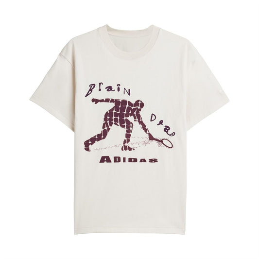 Wonder White crewneck T-shirt with maroon Brain Dead graphic on front