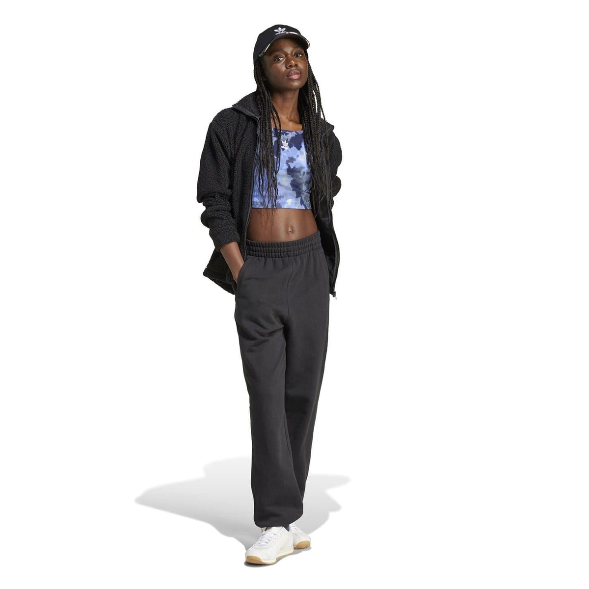 Black adidas Originals joggers with elastic waist and roomy straight-leg fit