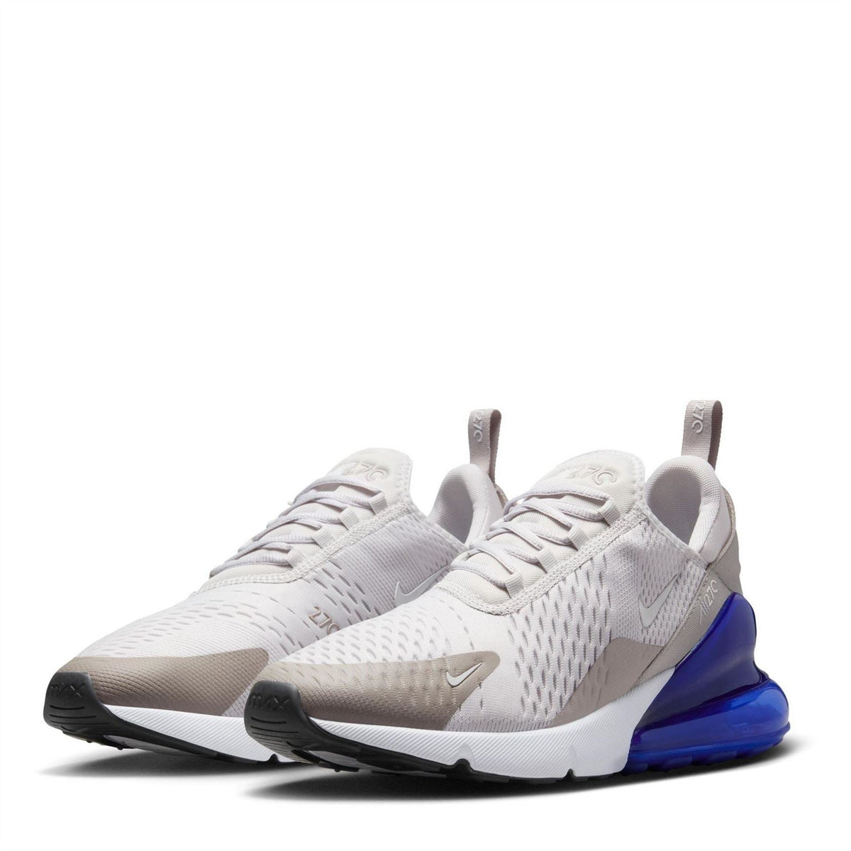 Air Max 270 sneaker in light grey with blue heel air pods