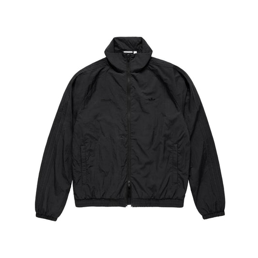Black track jacket with zip front and ribbed cuffs, adidas Originals collaboration logo
