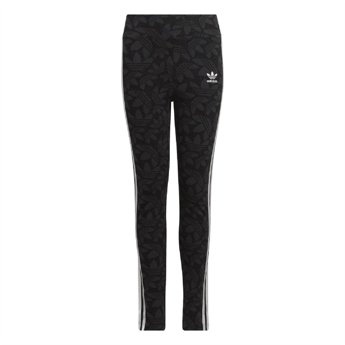 Black adidas Originals leggings with allover graphic print and side white stripes