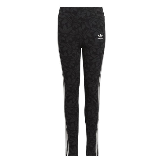 Black adidas Originals leggings with allover graphic print and side white stripes