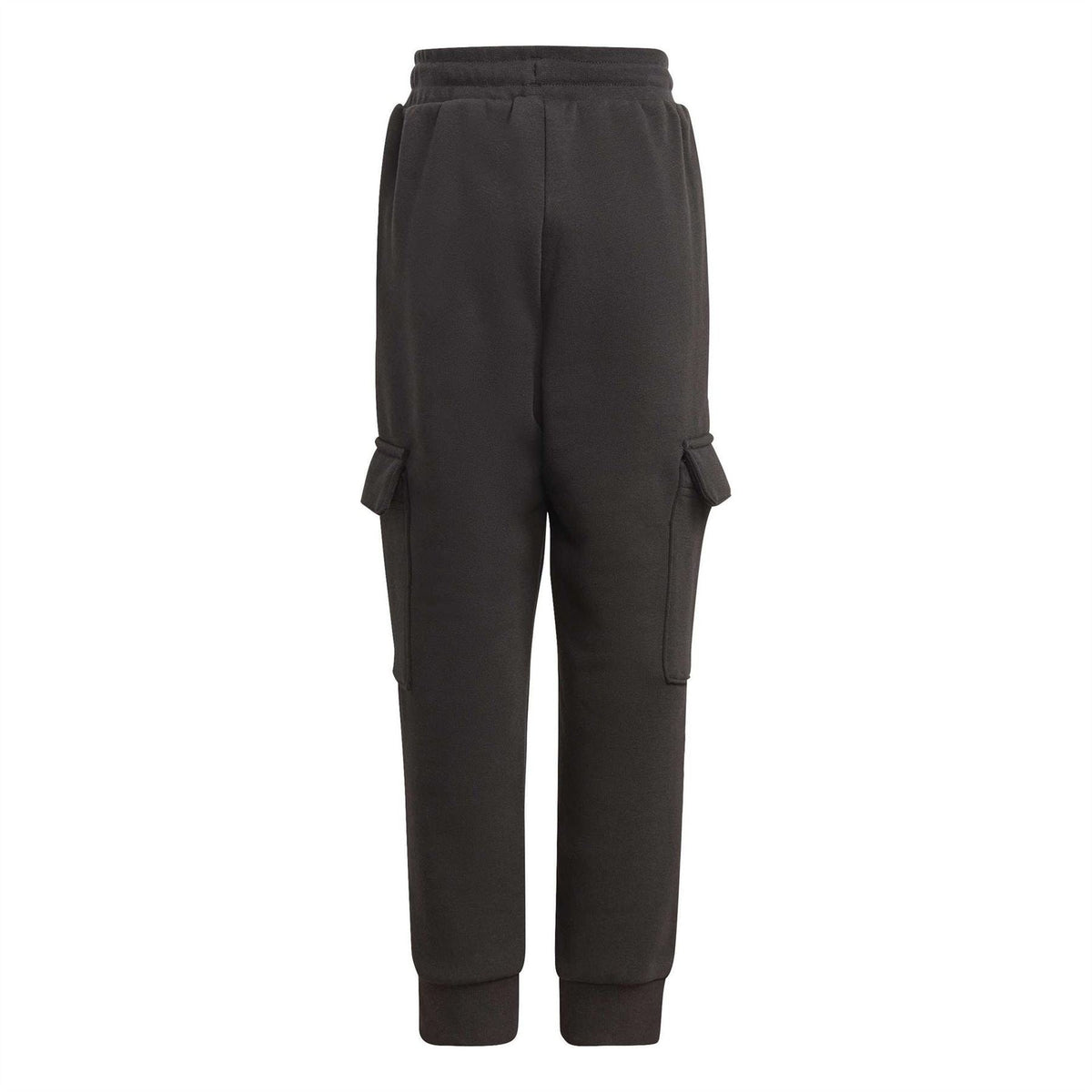 adidas Originals zip hoodie and cargo pants tracksuit set, black with logo, casual athletic wear, front view with hoodie and pockets