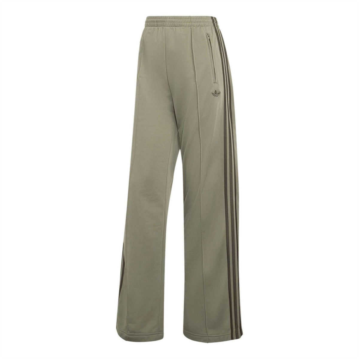 adidas Originals khaki green woven joggers with vertical side stripe and elastic waist