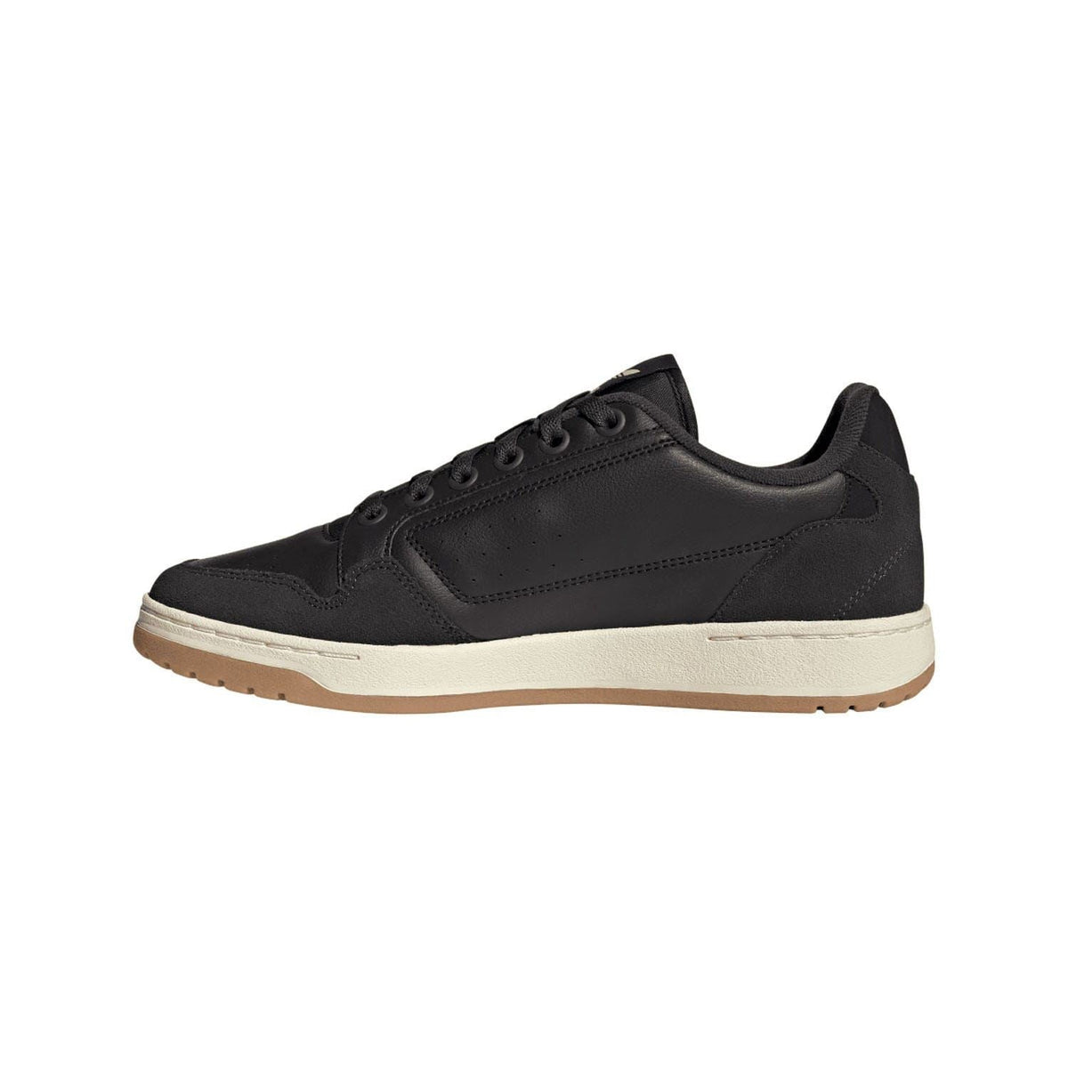 Black adidas trainers with lace-up closure and cream midsole with gum detailing