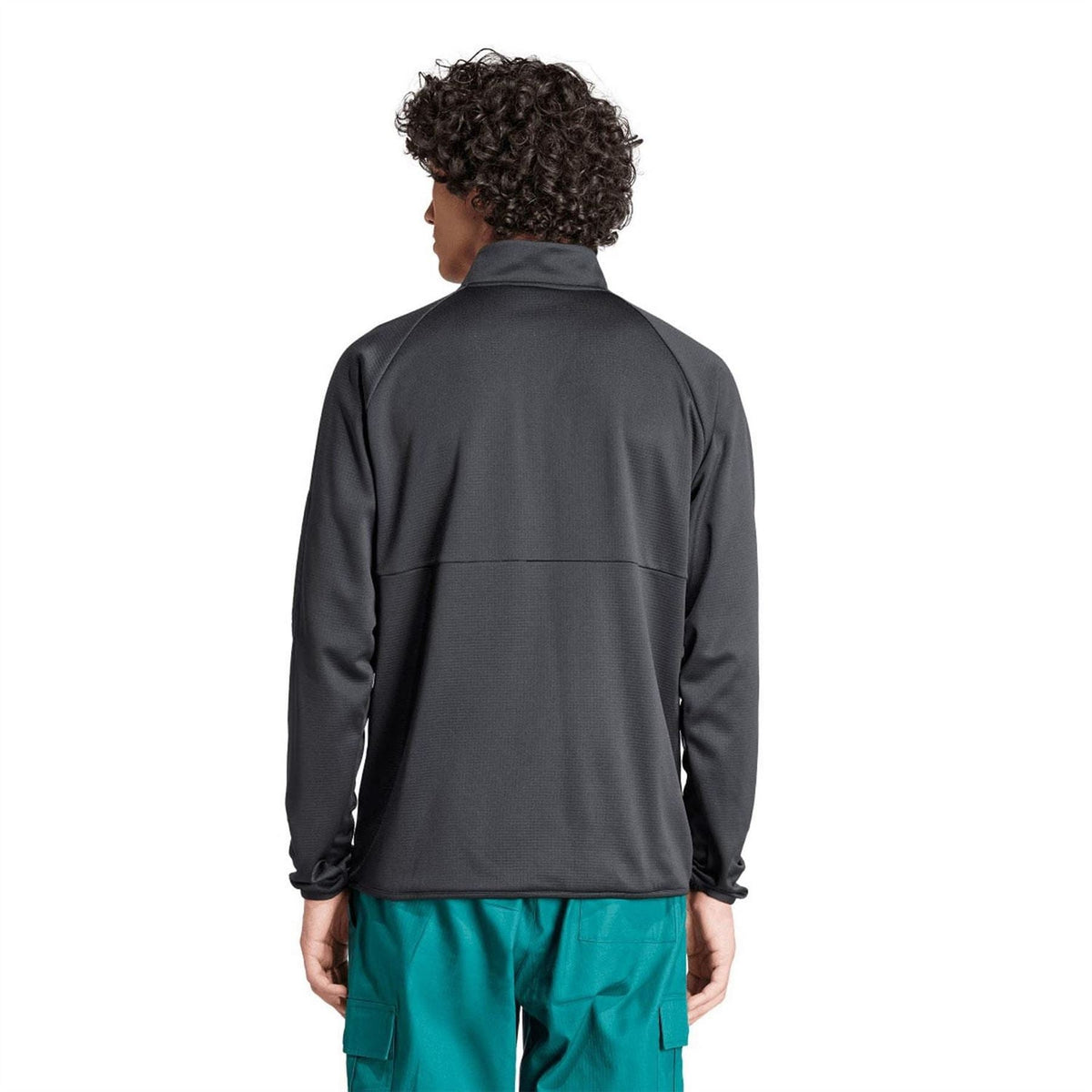 adidas Originals black zip top shown from the back with long sleeves and yoke seam