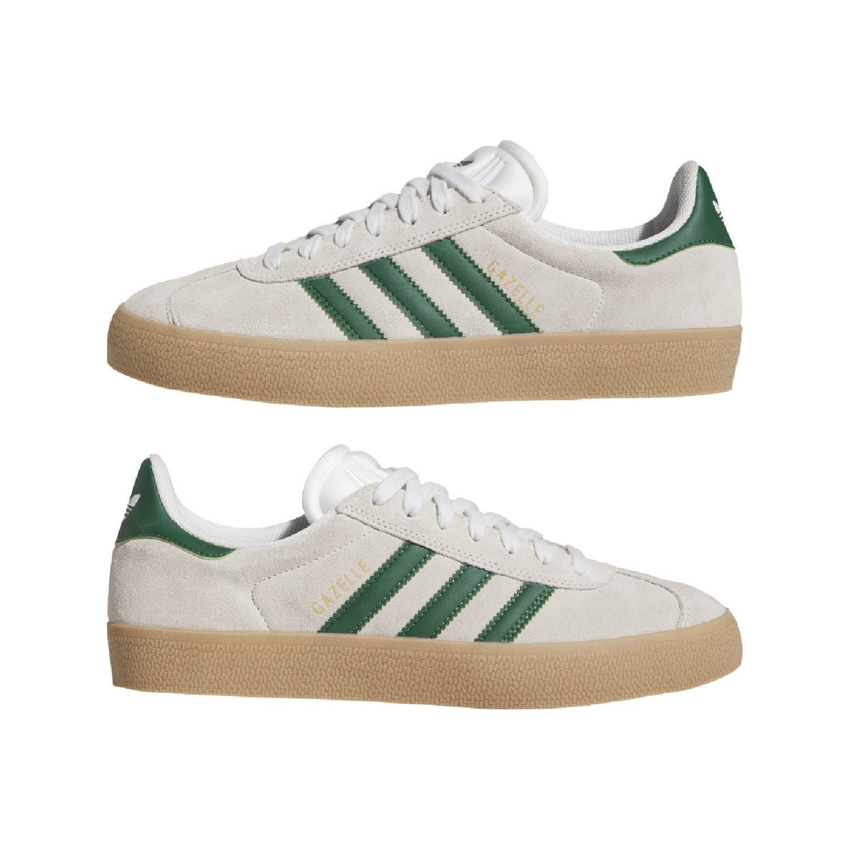 adidas Gazelle Advantage low-top sneakers, off-white with green stripes and gum outsole