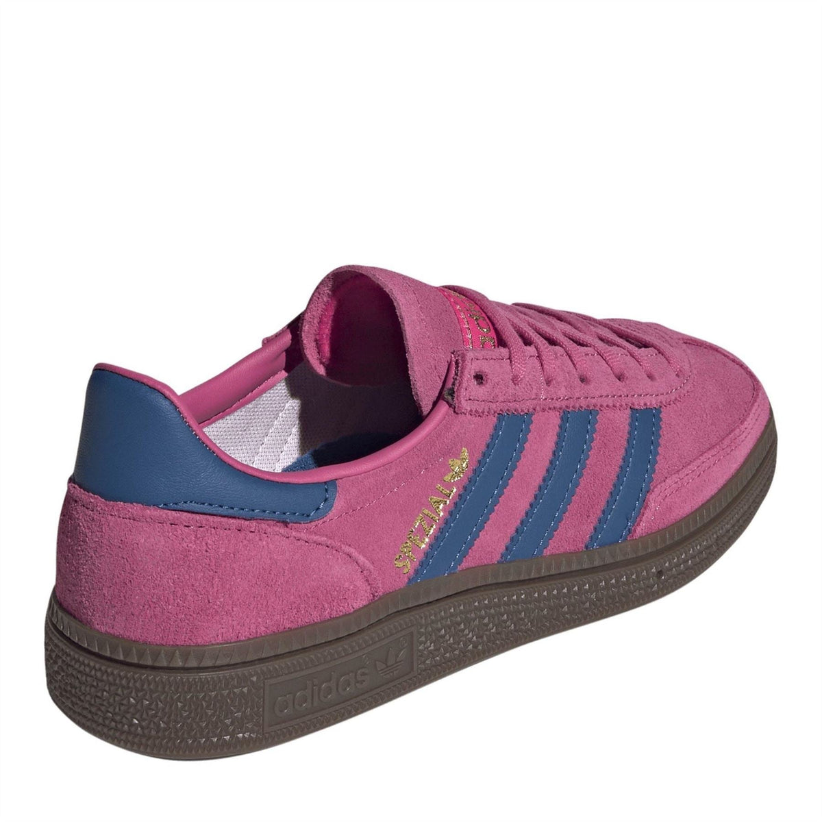 Juniors Handball Spezial suede shoes, violet with blue stripes and padded heel collar