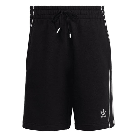 Black adidas Originals Rekive shorts with elastic waistband and drawstring, side stripes