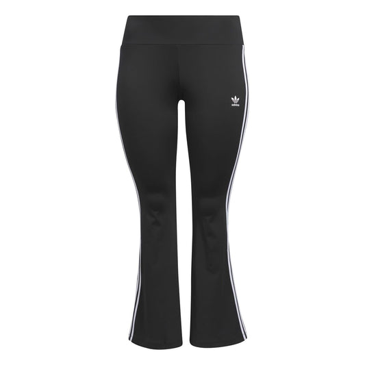 adidas Originals flared leggings for fitness and gym wear, black with subtle logo details, stretchy and comfortable for active workouts