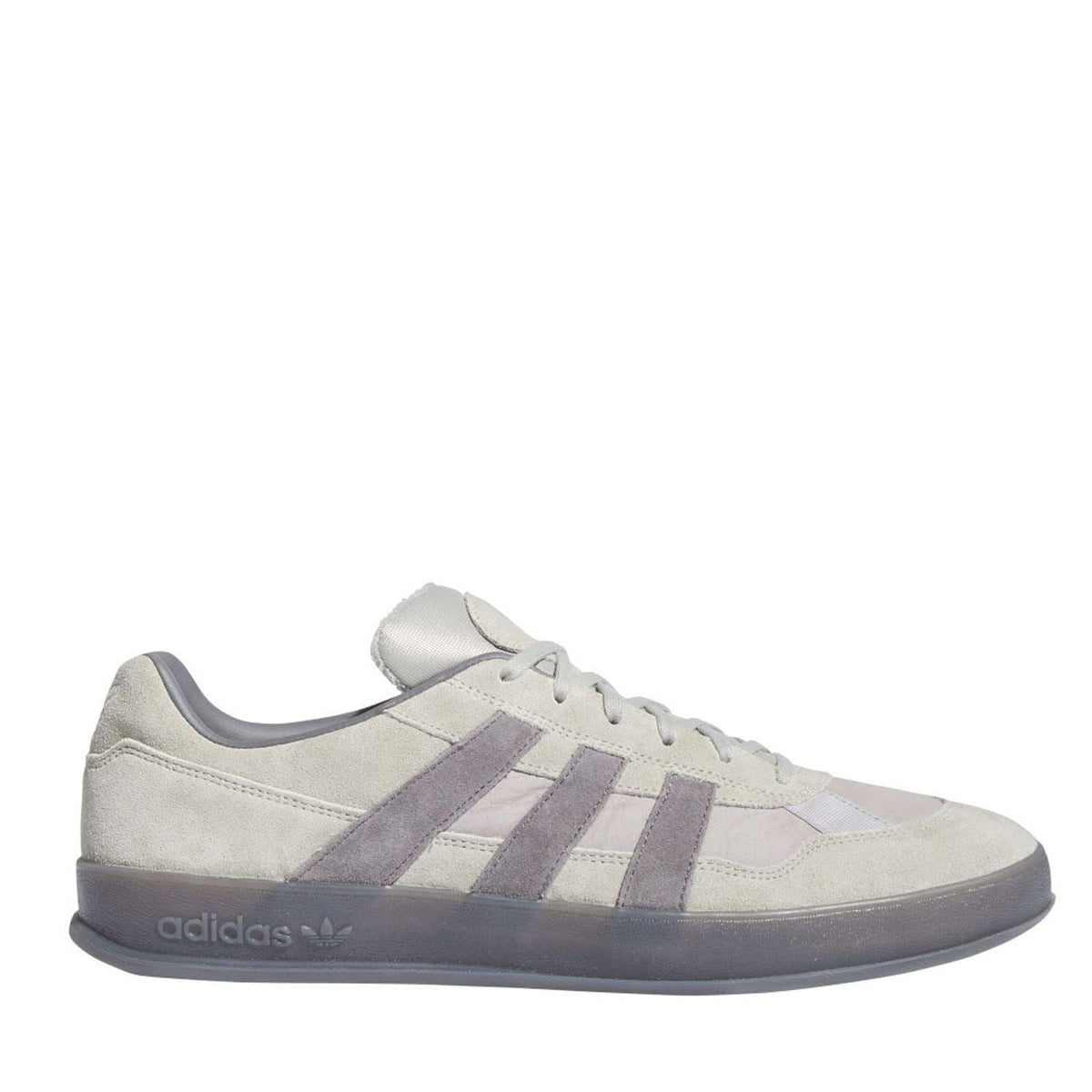 Beige adidas Originals Aloha Super Trainer sneakers with purple suede stripes and lace-up