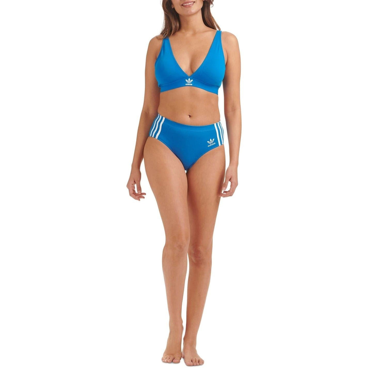 adidas Originals Comfort Flex cotton triangle bra, soft white tops with adjustable straps and seamless design
