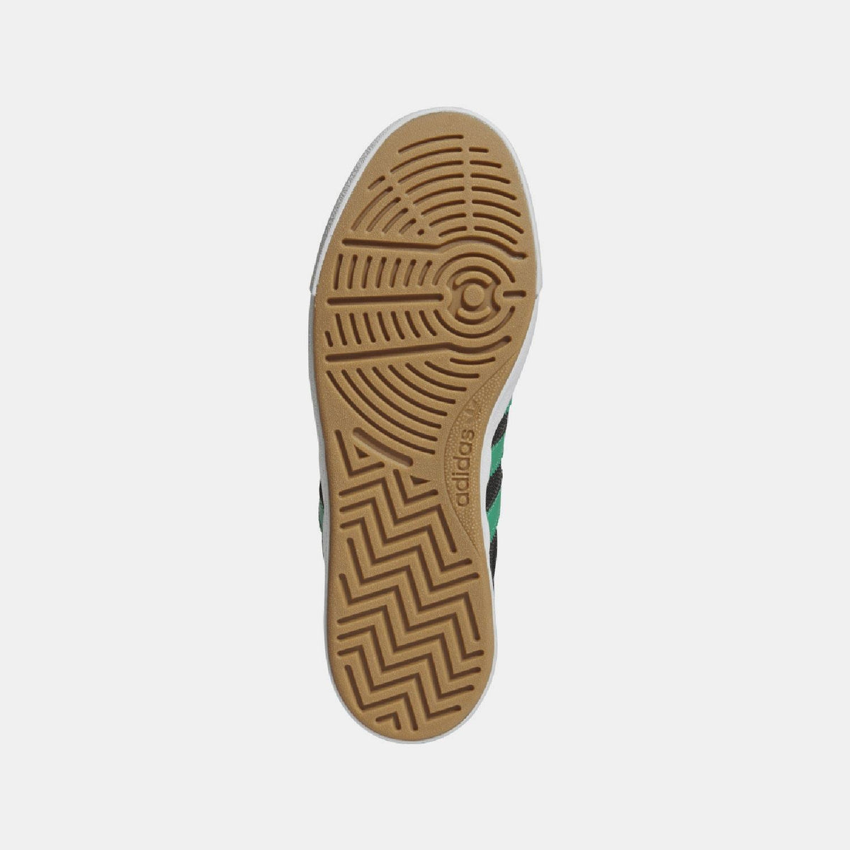 Outsole of black adidas Nora trainers with herringbone tread and adidas logo