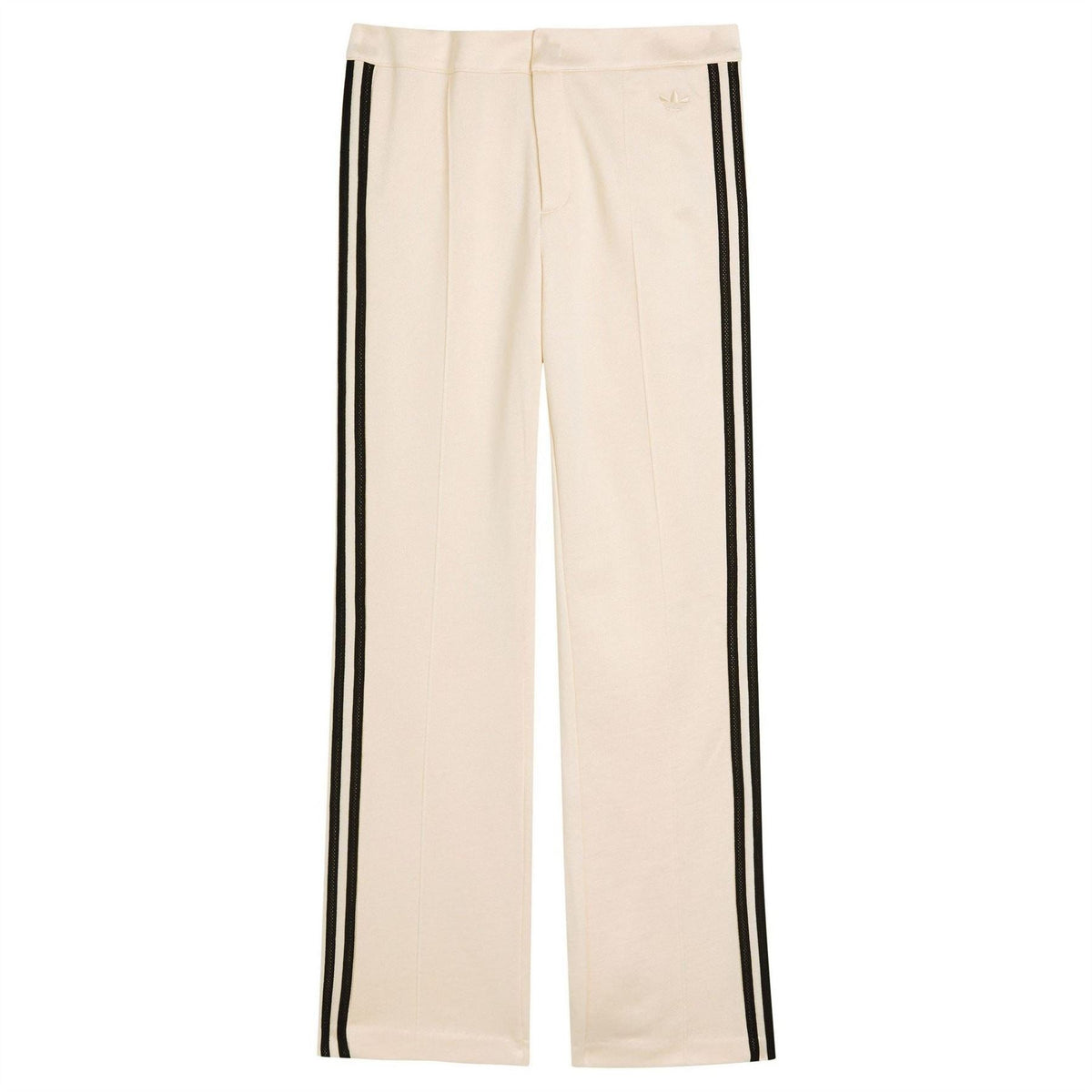 Women's adidas Originals track pants in off-white with black side stripe and straight legs