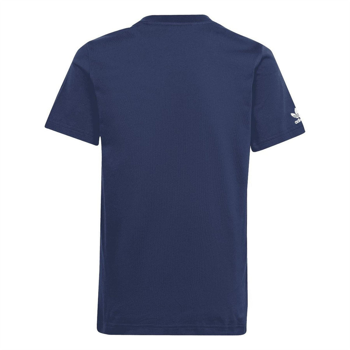Indigo adidas Originals T-shirt, plain back view with small sleeve logo