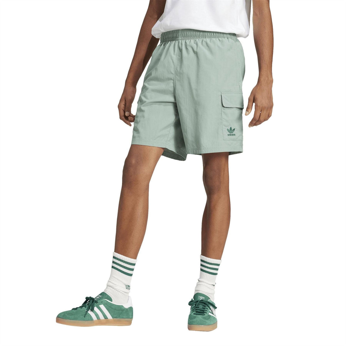 Mint green adidas Originals shorts with side cargo pocket and adidas logo
