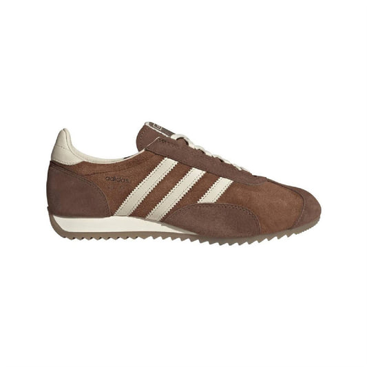Brown suede SL 72 PT trainers with white three-stripe detail, lace-up.