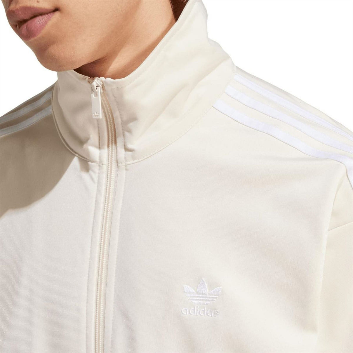adidas Originals Classics Firebird Track Top in black with white stripes, front zipper, and ribbed cuffs, part of adidas tracksuits collection
