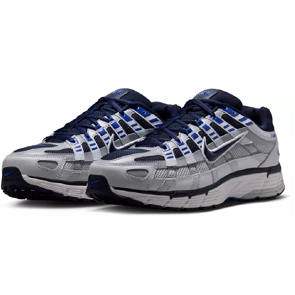 Nike P-6000 running shoes, two-tone grey and blue with layered panel details