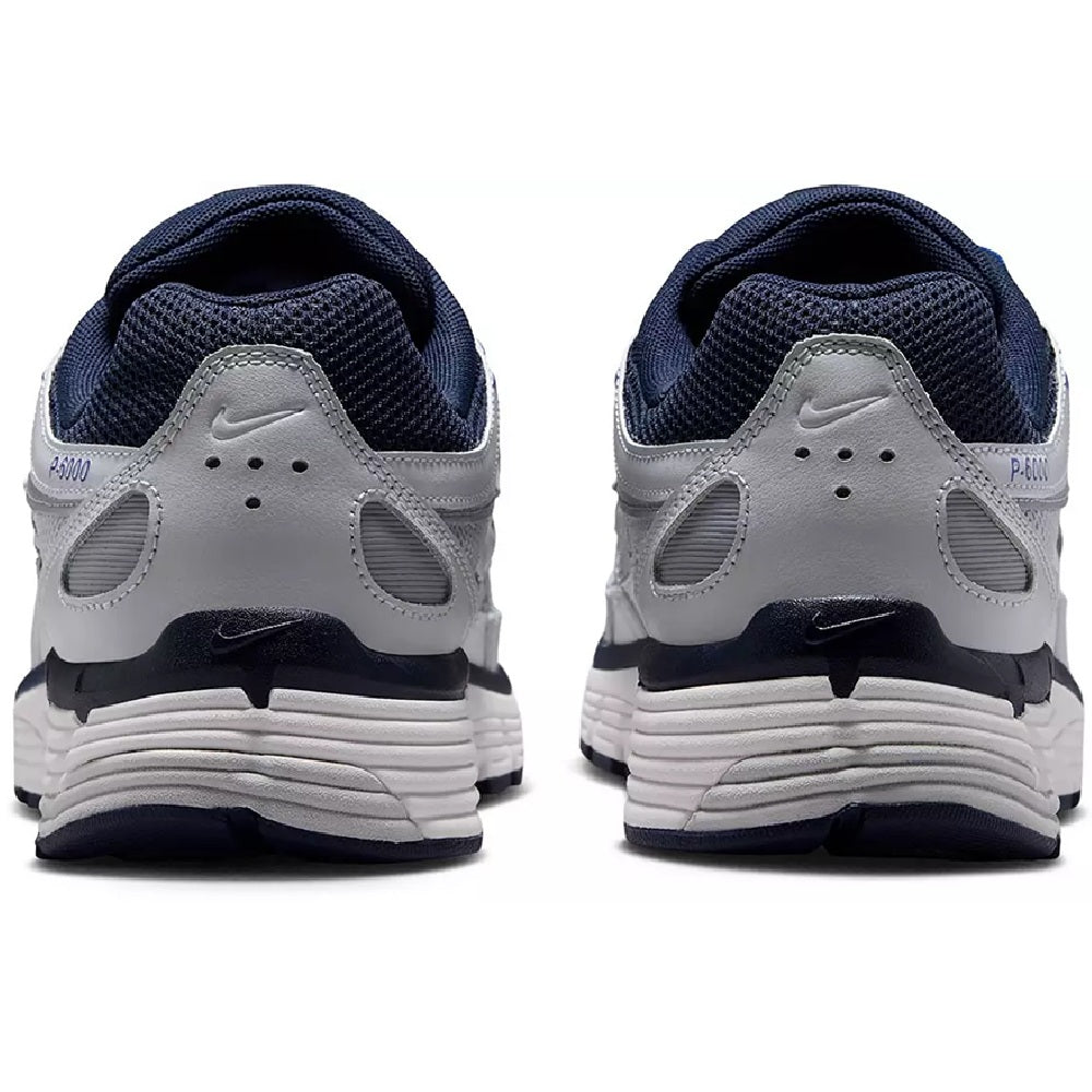 Nike P-6000 running shoes, back view with navy collars and grey heel tabs