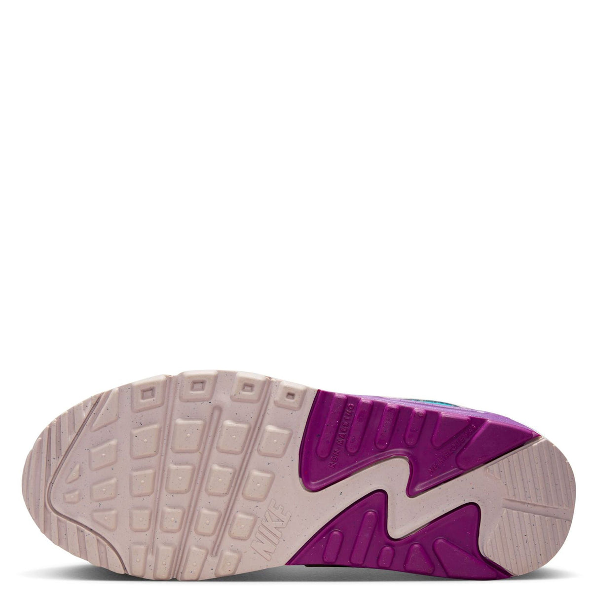 Kids' Air Max 90 rubber outsole with light tread and purple traction pods