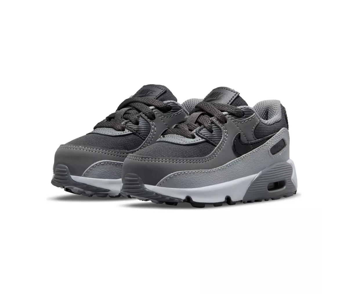 Toddler Nike Air Max sneakers, dark gray uppers with white midsole and visible Air unit