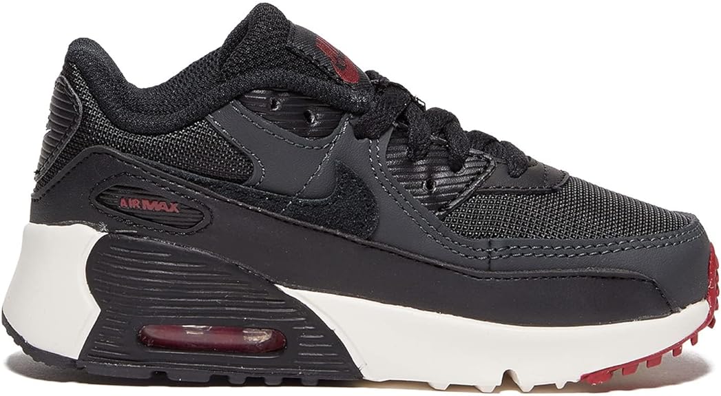 Toddler Nike Air Max 90 LTR low-top sneakers, anthracite black with red details