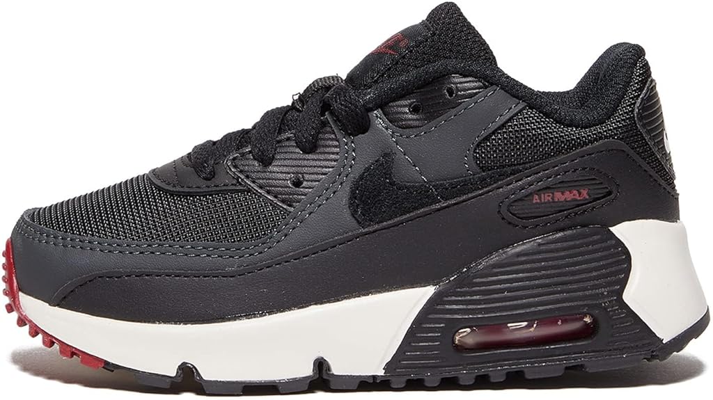 Toddler Nike Air Max 90 LTR sneakers in anthracite/black with red accents
