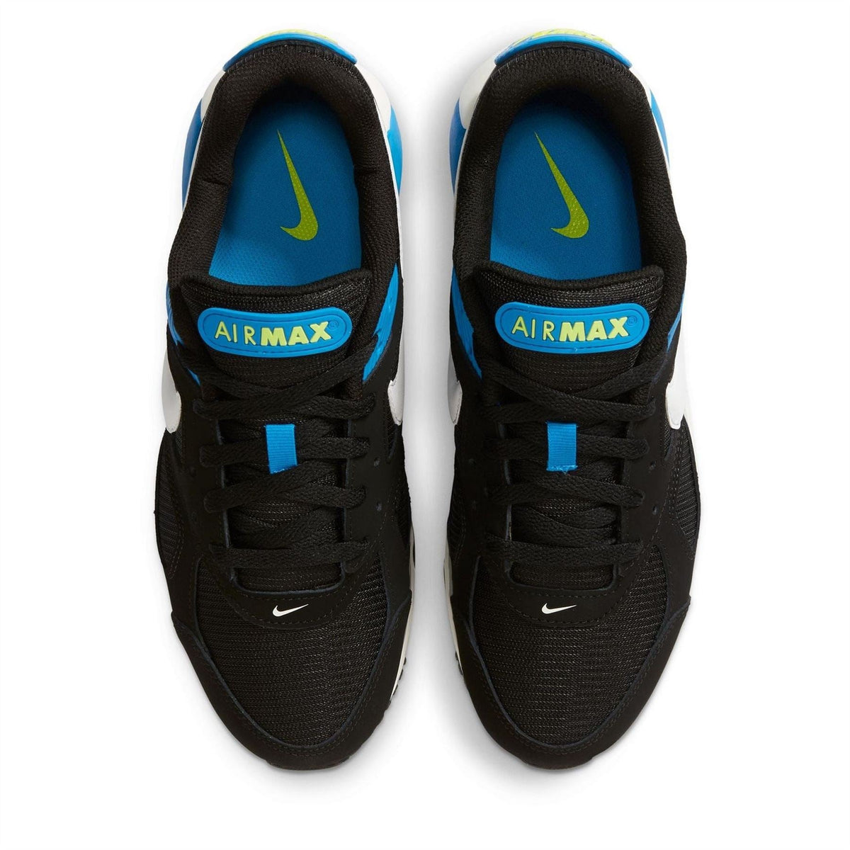 Black Nike Air Max Ivo trainers with blue AIRMUX tongue label and lace-up front