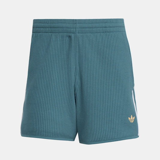 adidas Originals waffle knit sprinter shorts, teal-green with side logo