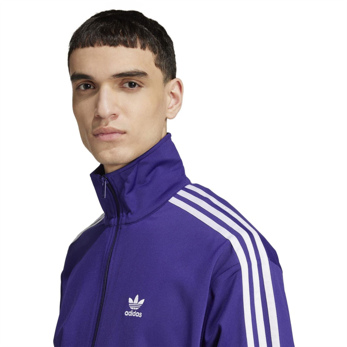 adidas Originals Firebird zip neck long sleeve athletic top in black with white stripes, stylish and comfortable for sports or casual wear