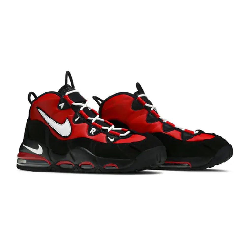 Nike Air Max Uptempo high-top sneakers, red and black pair with white swoosh