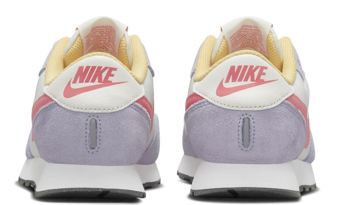 Kids' Nike MD Valiant sneakers, heel view: NIKE logo, lavender suede, black outsole