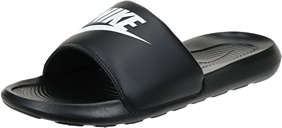 Men's Nike Victori One slide sandals in black with white logo