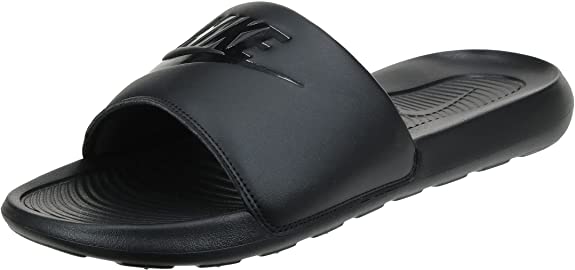 Men's Nike Victori One black slide sandals with contoured footbed