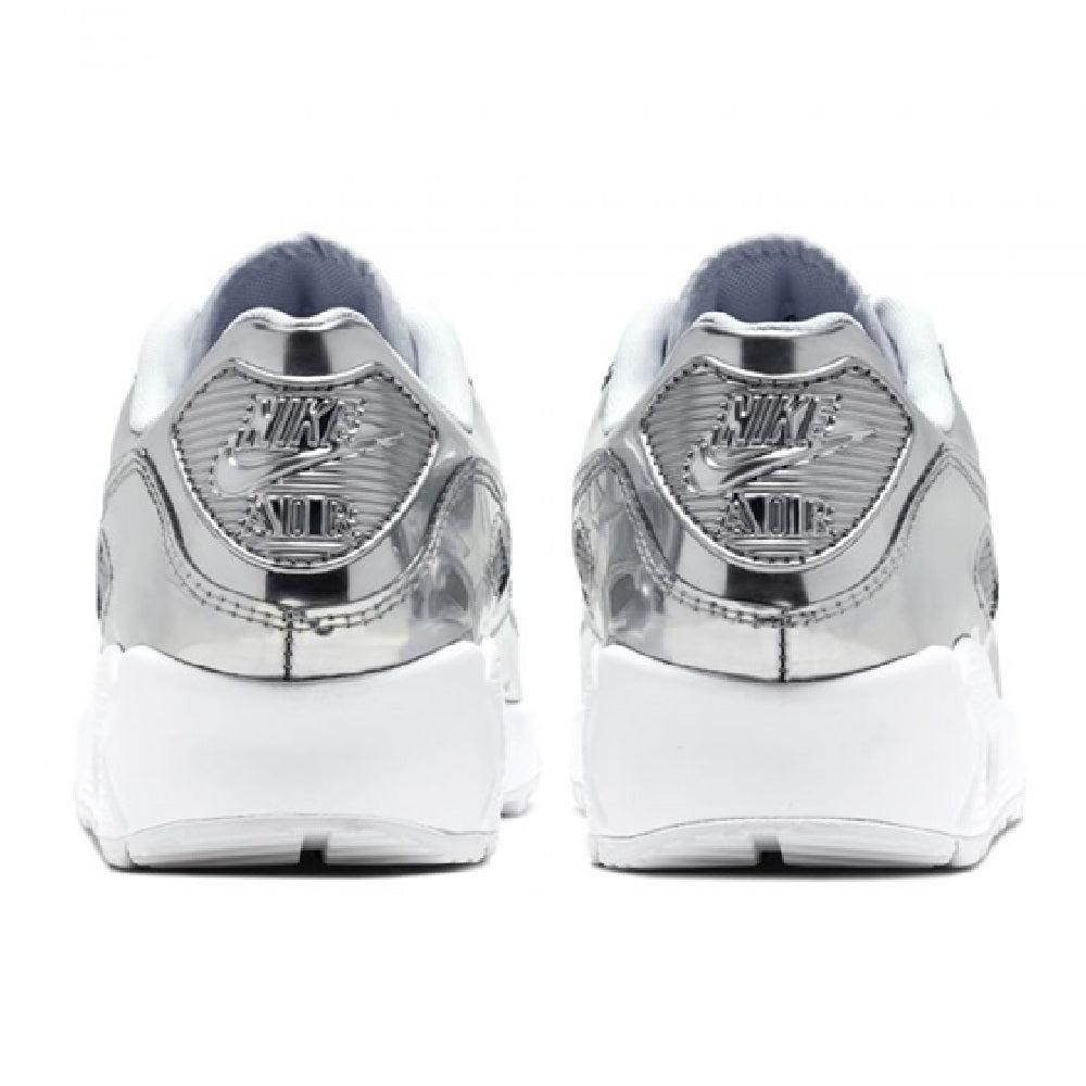 Women's Nike Air Max 90 SP sneakers, back view with heel branding and white midsoles