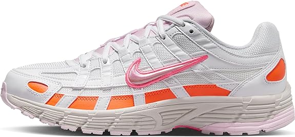 Nike women's P-6000 running shoes in white with pink and orange accents