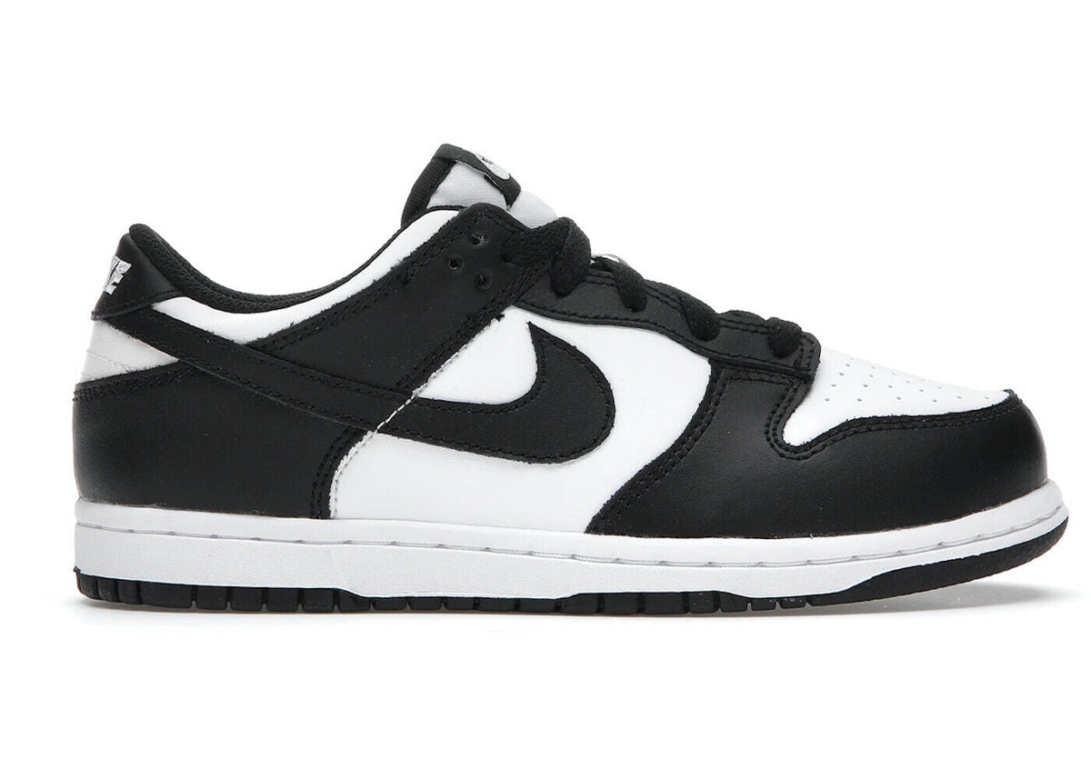Toddler's Nike Dunk Low sneakers, white leather with black overlays and lace-up