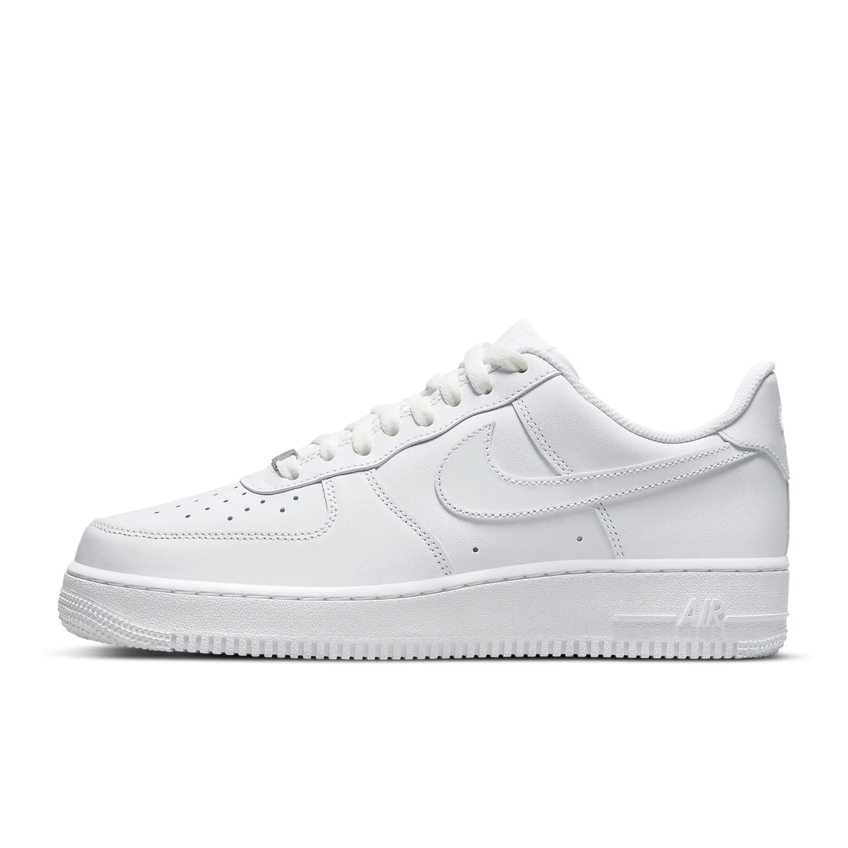 Men's Nike Air Force 1 low-top sneakers in white with perforated toe and Swoosh