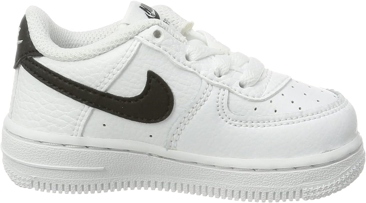 Toddler Nike Air Force 1 low-top sneakers: white upper with black swoosh and lace-up