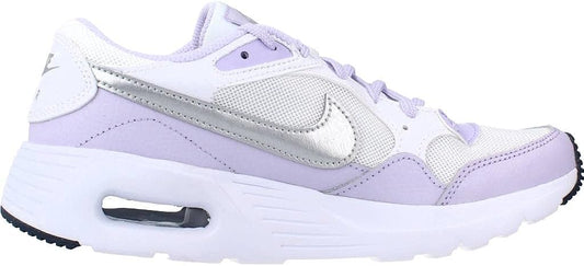 Big kid's Nike Air Max SC sneakers in white with lavender panels and metallic swoosh