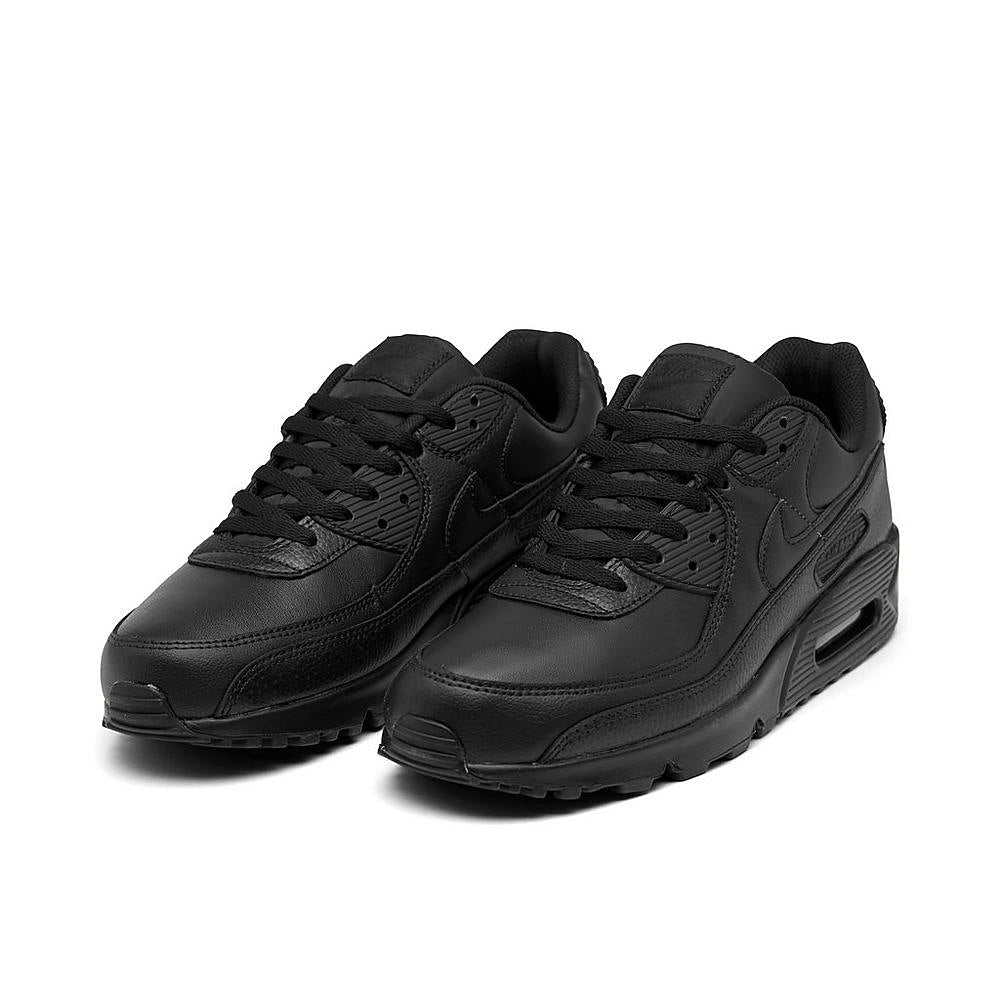 Men's Nike Air Max 90 LTR dark leather sneakers, side view, lace-up