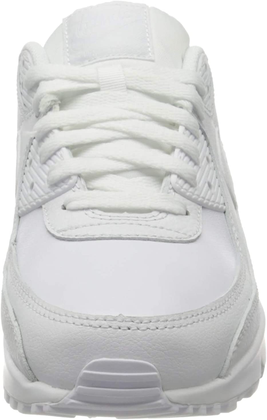 White low-top sneaker with lace-up front and cushioned collar