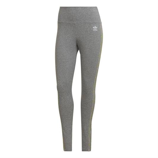 Grey adidas Originals running leggings with vertical side stripe details and ankle-length fit