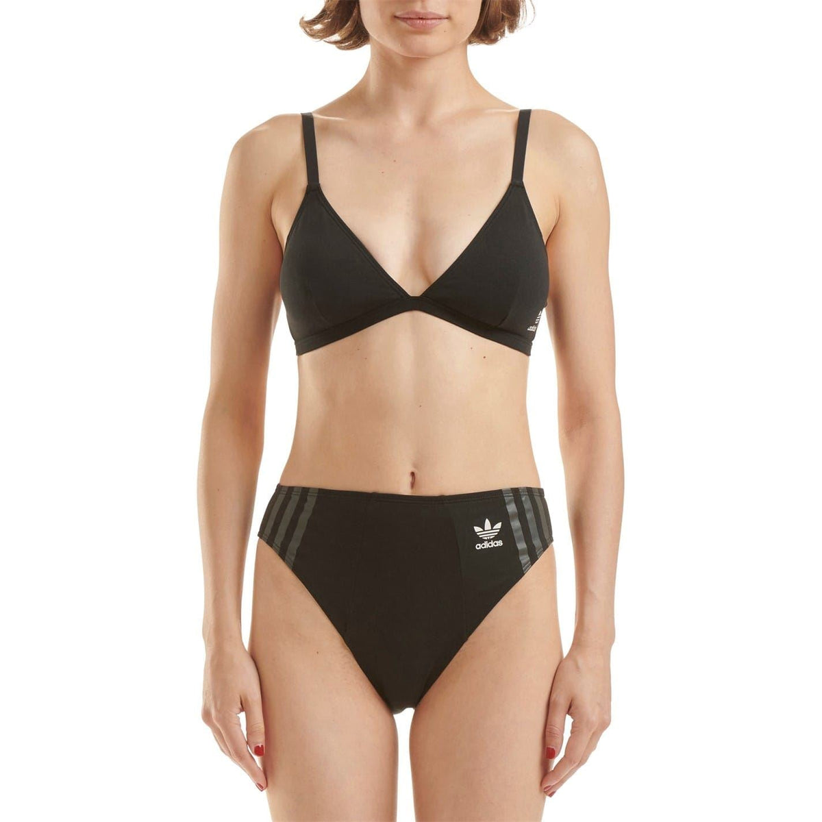 Black triangle bralette with V-neck cups and thin straps
