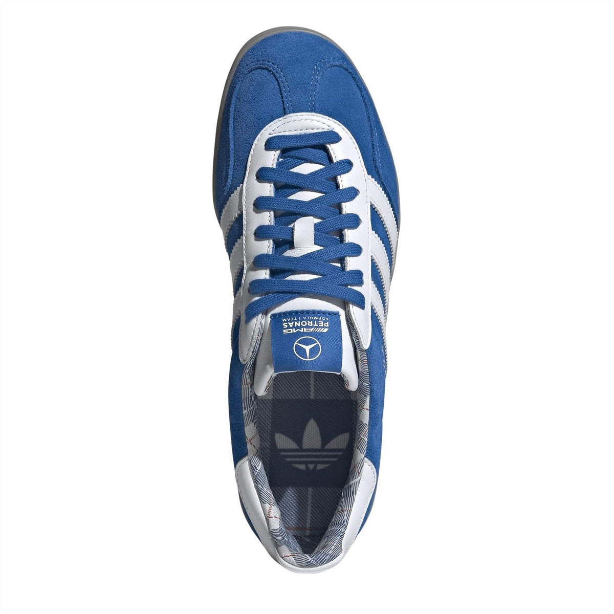 adidas Originals Gazelle low-top canvas sneakers, blue laces and tongue label, lace-up.